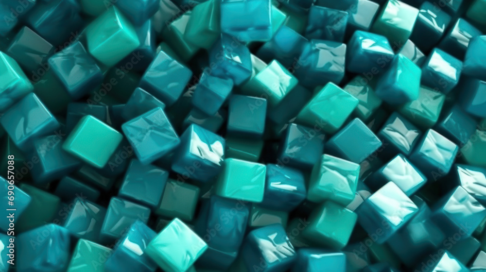 Vibrant Teal Cubes in Refreshing Angle Vibrant Teal Cubes in Refreshing Angle