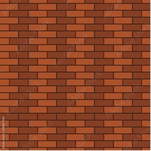 Seamless pattern of the red brick wall square format background template.