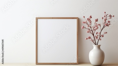 frame on a wall  with  empty white mock up
