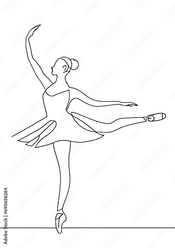 beautiful line drawing of a ballerina dancing , minimalist ,logo or icon , isolated .