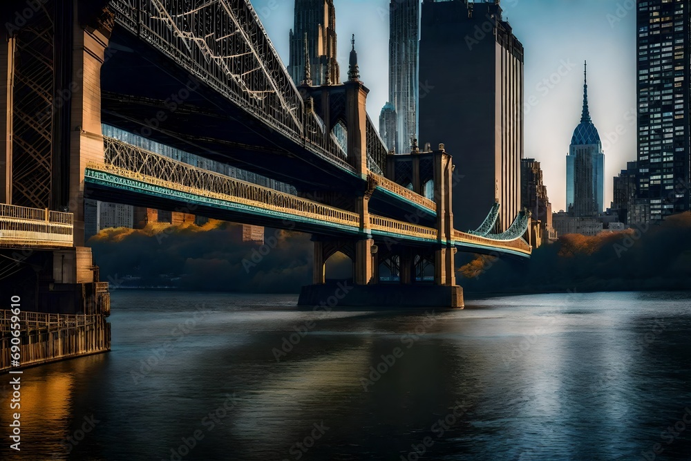 Obraz premium city bridge and city skyline