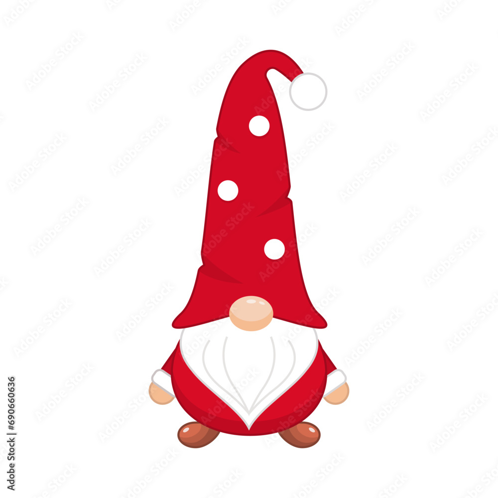 Fotografie Christmas gnome in spotted long cap