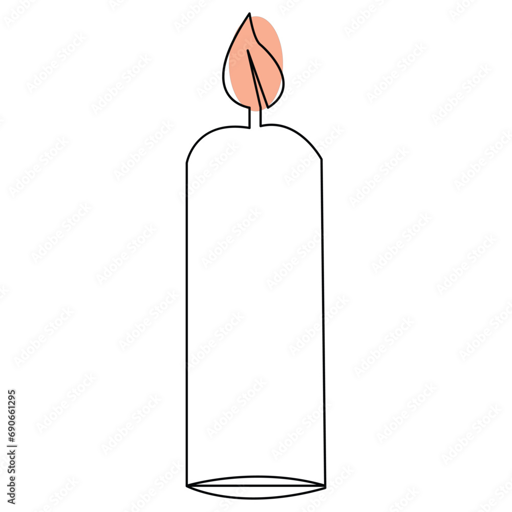 Candle light single line art drawing continuous vector isolated on white minimalist style Candle light single line art drawing continuous vector isolated on white minimalist style