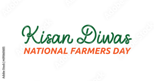 Kisan Diwas National Farmers Day Handwritten text calligraphy vector illustration. Great for celebrations, events, Festivals, and campaigns through handwritten text