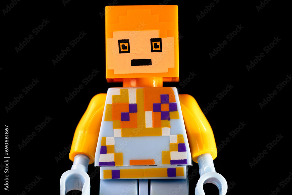Naklejka premium LEGO Minecraft man with square yellow head