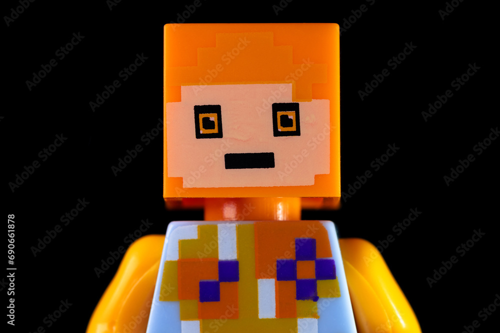 Naklejka premium LEGO Minecraft man with square yellow head