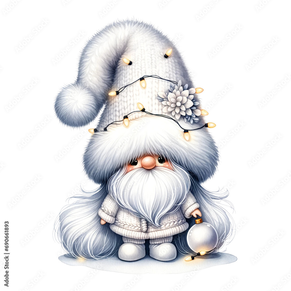 cute white gnome watercolor cute white gnome watercolor