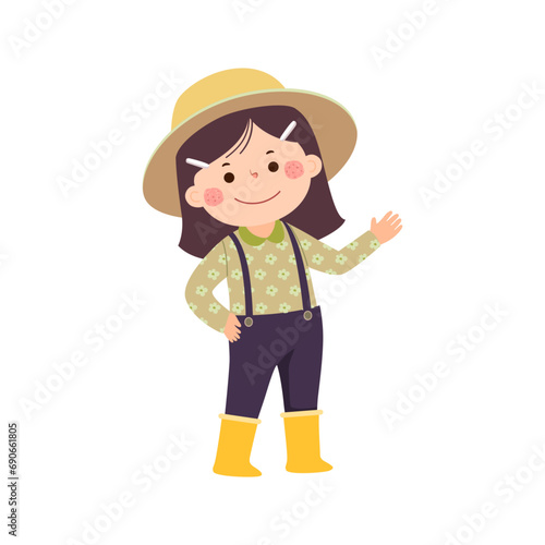 Little girl farmer or gardener showing her hand