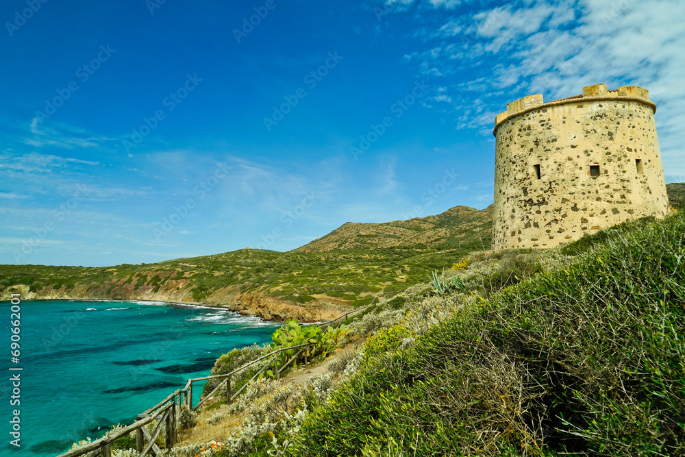 Panorama dalla scogliera di Torre Canai. Isola di Sant'Antioco. Sardegna, Italia Panorama dalla scogliera di Torre Canai. Isola di Sant'Antioco. Sardegna, Italia