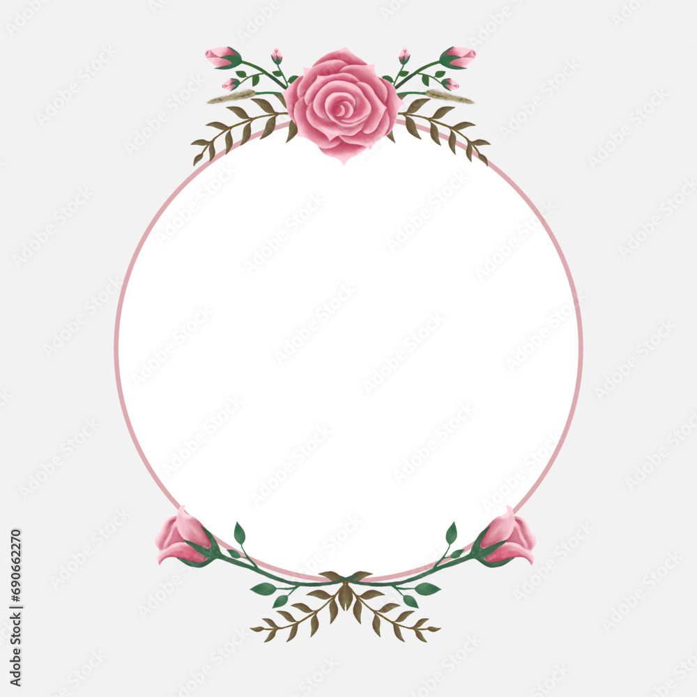Beautiful pink roses wedding invitation frame