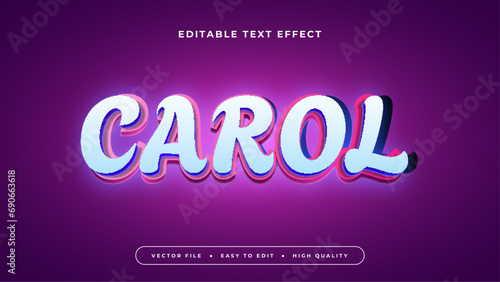 Pink blue and purple violet carol 3d editable text effect - font style