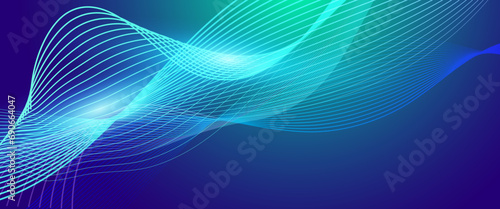 Blue and green vector futuristic technology background line wave light screen abstract vector illustration. Minimalist modern wavy concept for banner, flyer, card, or brochure cover