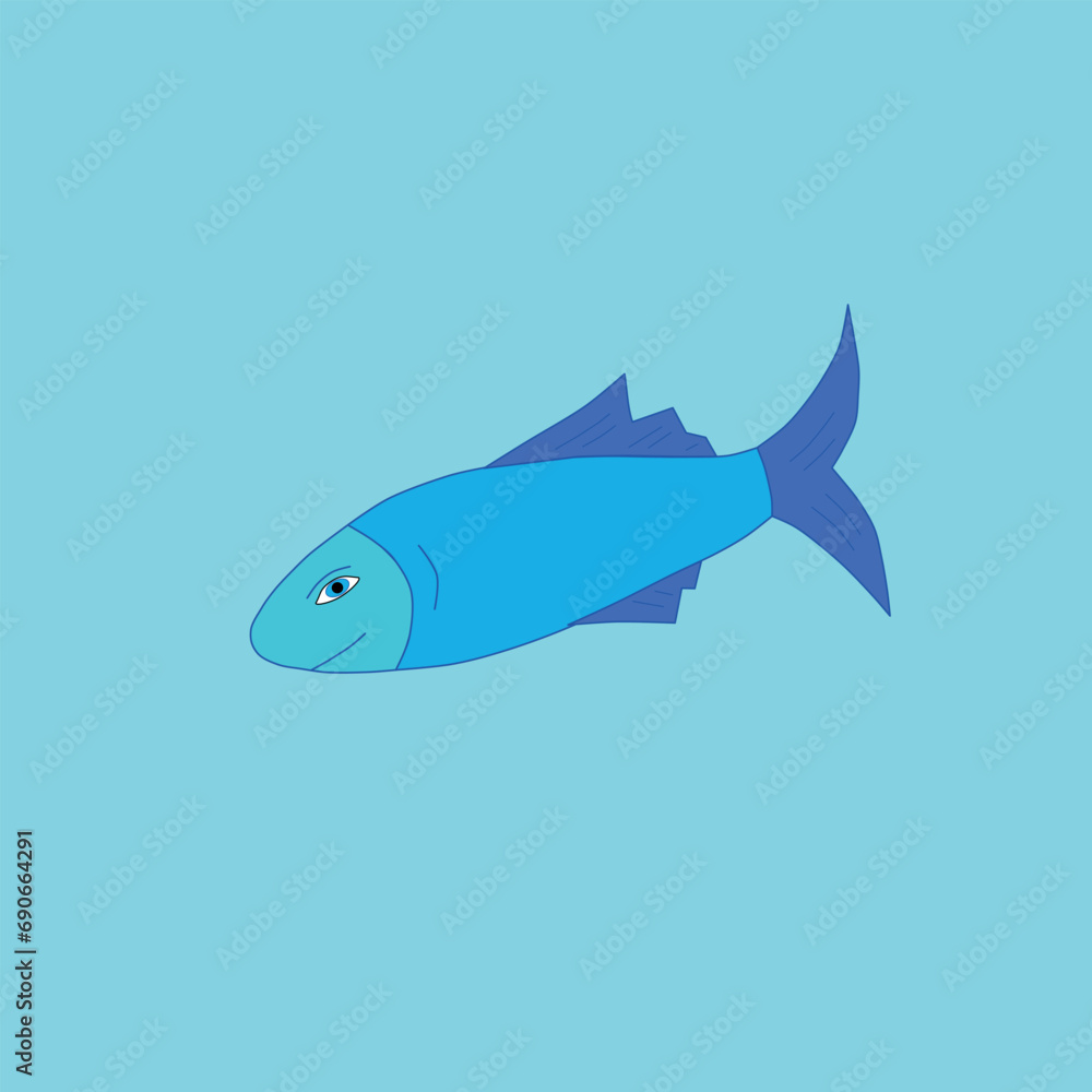 The fish on the light blue background The fish on the light blue background