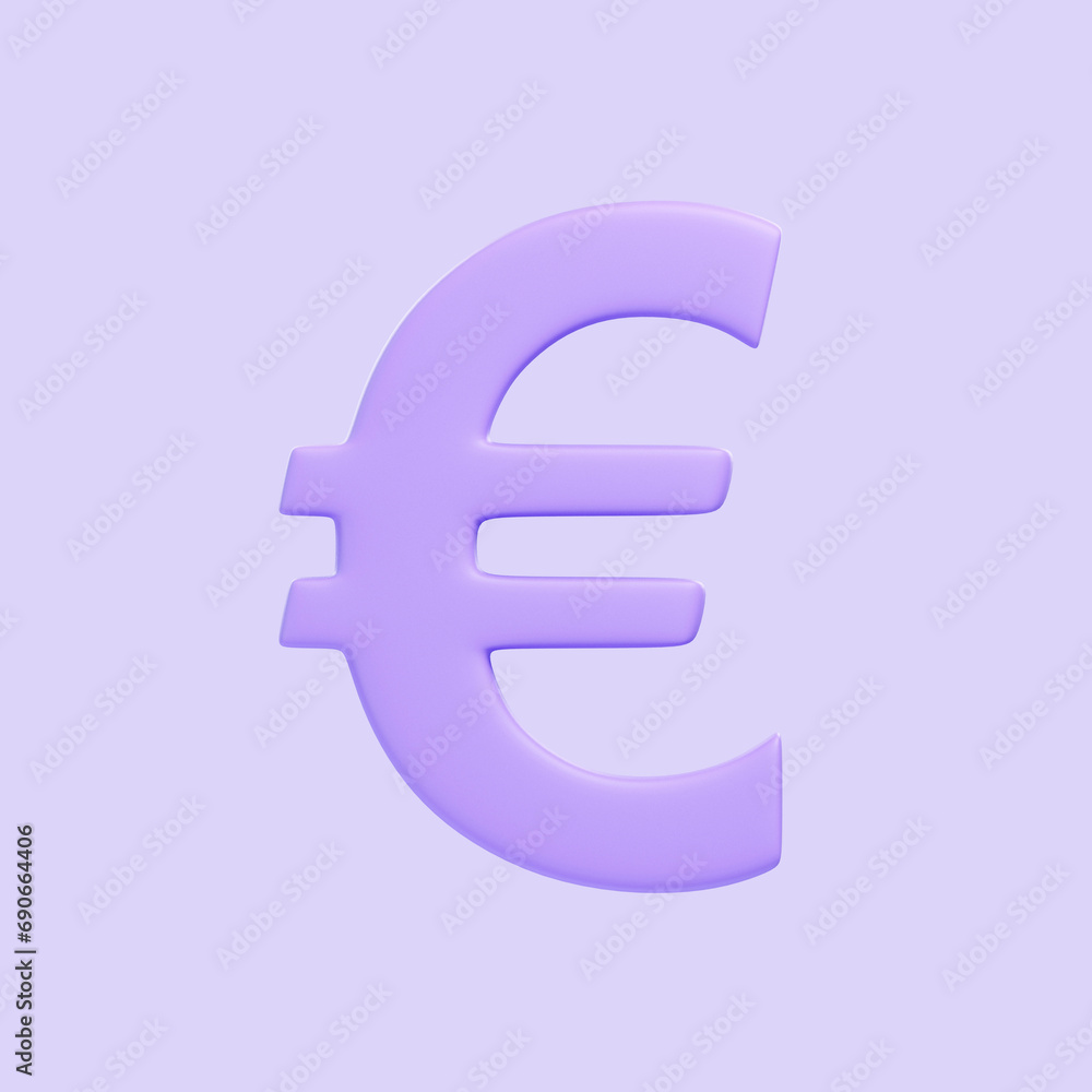 Purple euro sign isolated on purple background. 3D icon, sign and symbol. Cartoon minimal style. Front view. 3D Render Illustration Purple euro sign isolated on purple background. 3D icon, sign and symbol. Cartoon minimal style. Front view. 3D Render Illustration