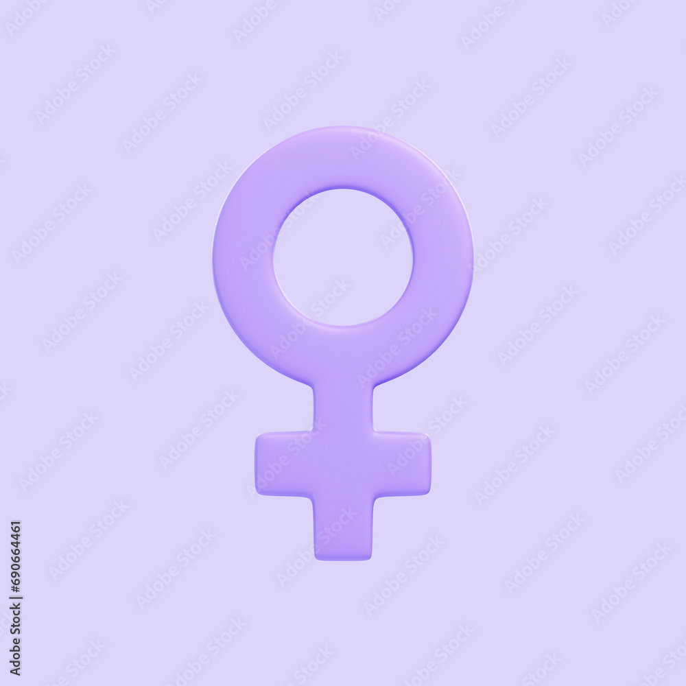 Purple woman symbol isolated on purple background. 3D icon, sign and symbol. Cartoon minimal style. Front view. 3D Render Illustration Purple woman symbol isolated on purple background. 3D icon, sign and symbol. Cartoon minimal style. Front view. 3D Render Illustration
