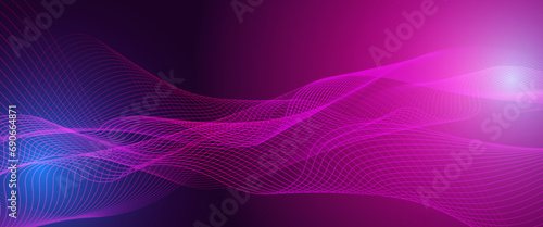 Blue and purple violet vector abstract creative wavy lines technology banner. Minimalist modern wavy concept for banner, flyer, card, or brochure cover