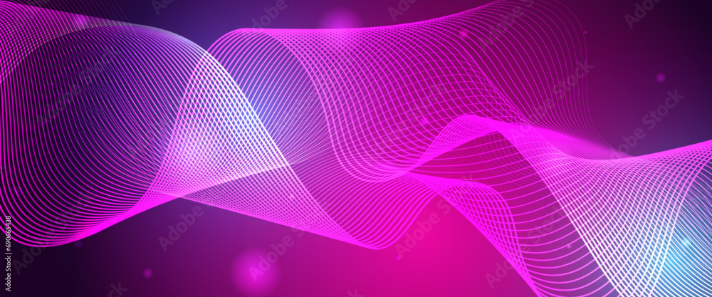 Blue and purple violet technology vector futuristic glowing wavy lines banner. Minimalist modern wavy concept for banner, flyer, card, or brochure cover Blue and purple violet technology vector futuristic glowing wavy lines banner. Minimalist modern wavy concept for banner, flyer, card, or brochure cover