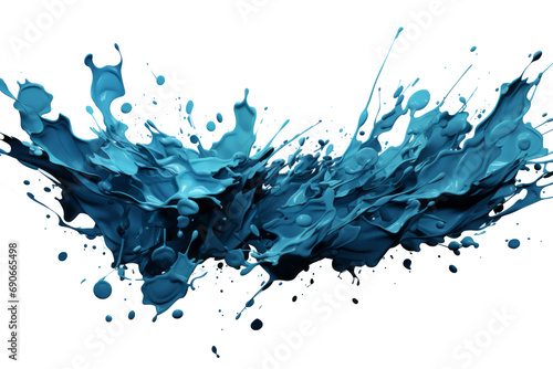 Blue paint splatter  minimal flat vector  isolated on white  2D design.