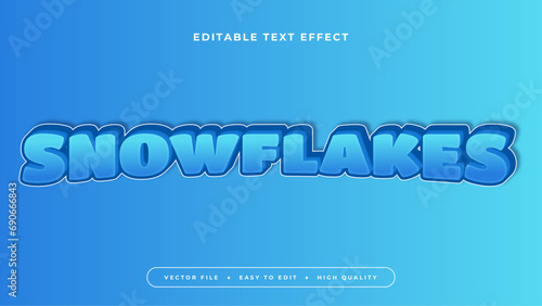 Blue and white violet snowflake 3d editable text effect - font style