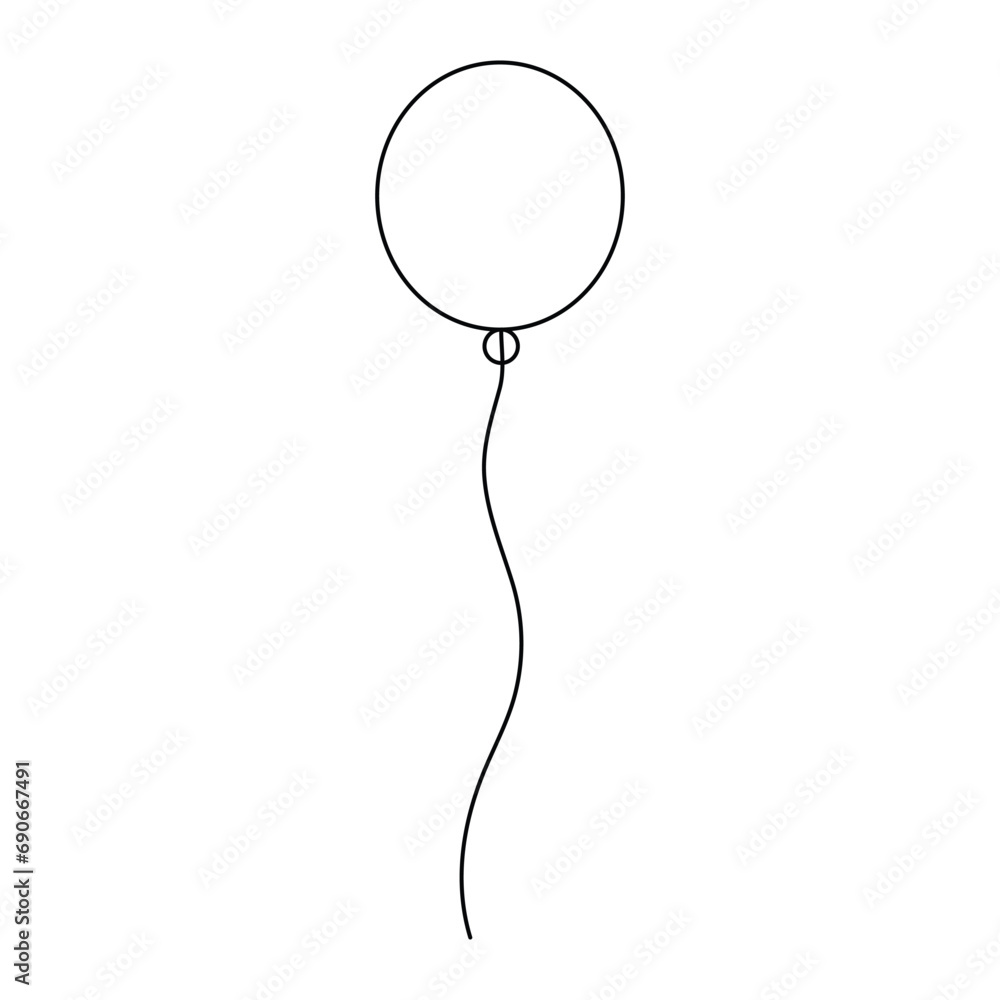 Balloon continuous single line art celebration decoration concept outline vector illustration Balloon continuous single line art celebration decoration concept outline vector illustration