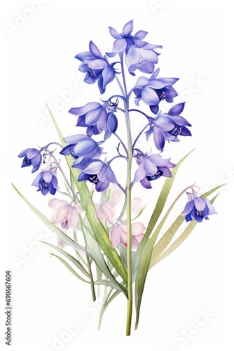 Bluebell Bouquet Frame isolated on white background