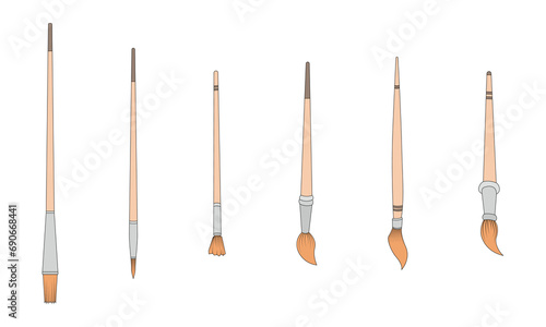 Collection of flat design painting brushes. Vector illustration