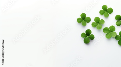Green clover leaves on a white background.