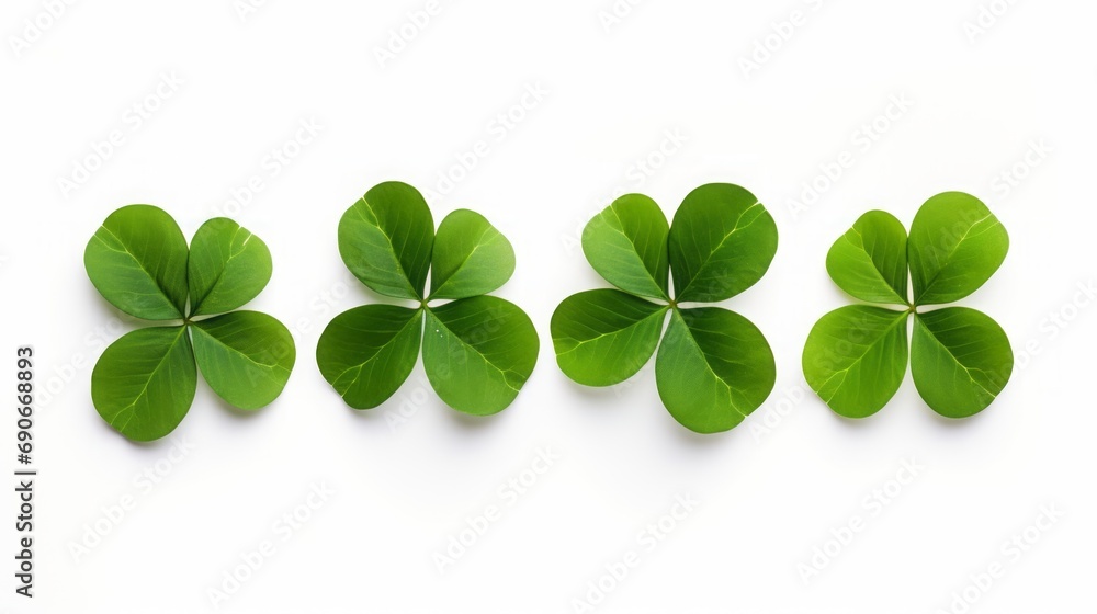 Green clover leaves on a white background. Green clover leaves on a white background.