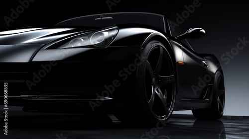Black sports car. Generic brandless black car with reflection, different close up shots. copy space. © æ Enterprises