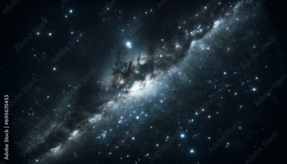 Naklejka premium Starry night sky with glimpses of the galaxy, cosmic background. Generative AI