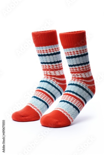 Cozy socks isolated on white background 