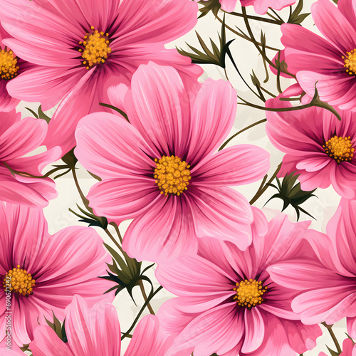 Cosmos flower seamless pattern. Flower background.