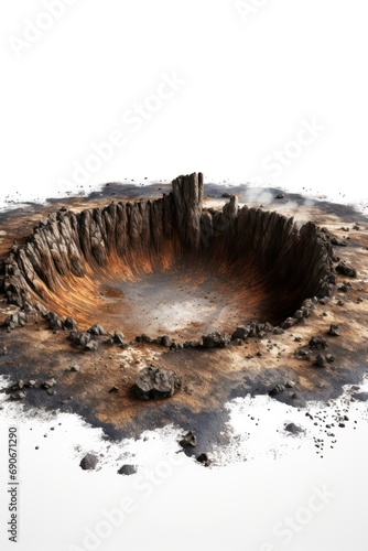 Crater isolated on white background