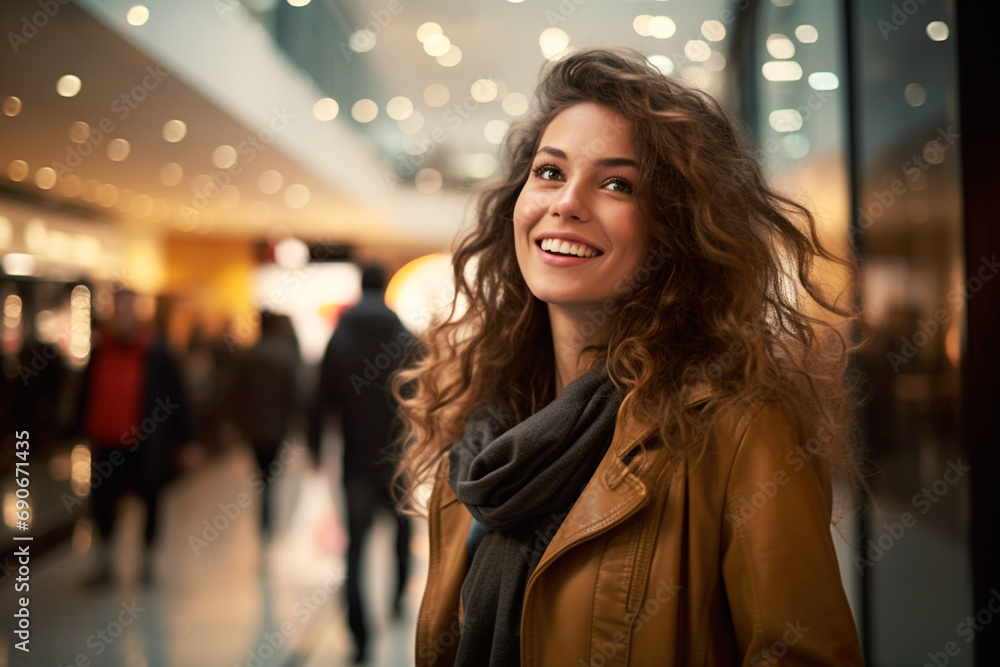 Young happy woman in shopping mall Young happy woman in shopping mall