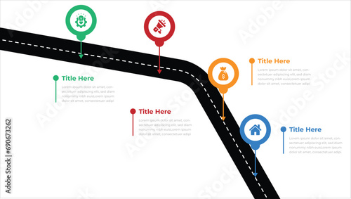 company  roadmap infographic template as vector. Can be used for steps, options, business process, workflow.