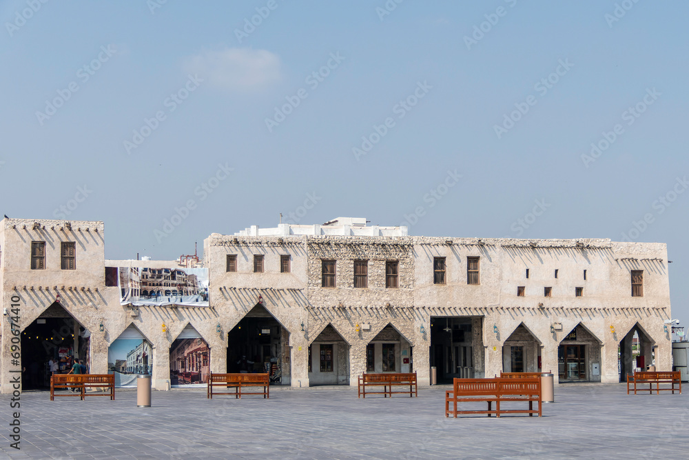 Doha, Qatar, November 1, 2023. Souq Waqif, the standing market, is a marketplace.