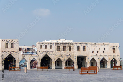 Doha, Qatar, November 1, 2023. Souq Waqif, the standing market, is a marketplace. photo