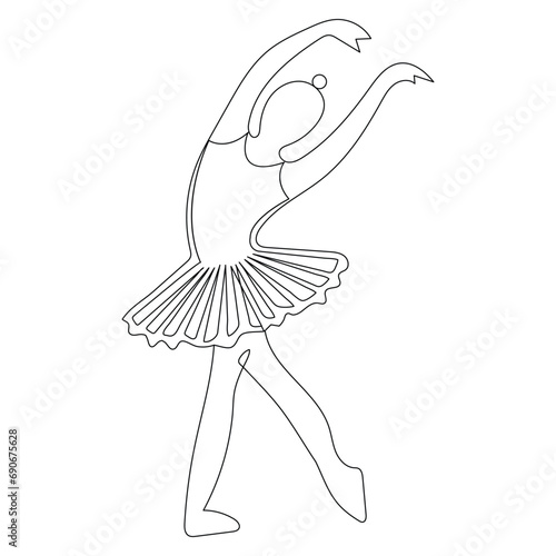 Ballet dance opera house illustration outline vector continuous single line drawing of graceful woman