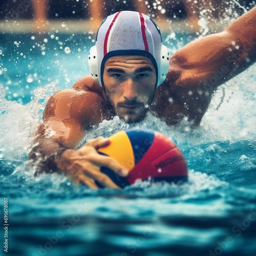 player in professional water polo game match photo