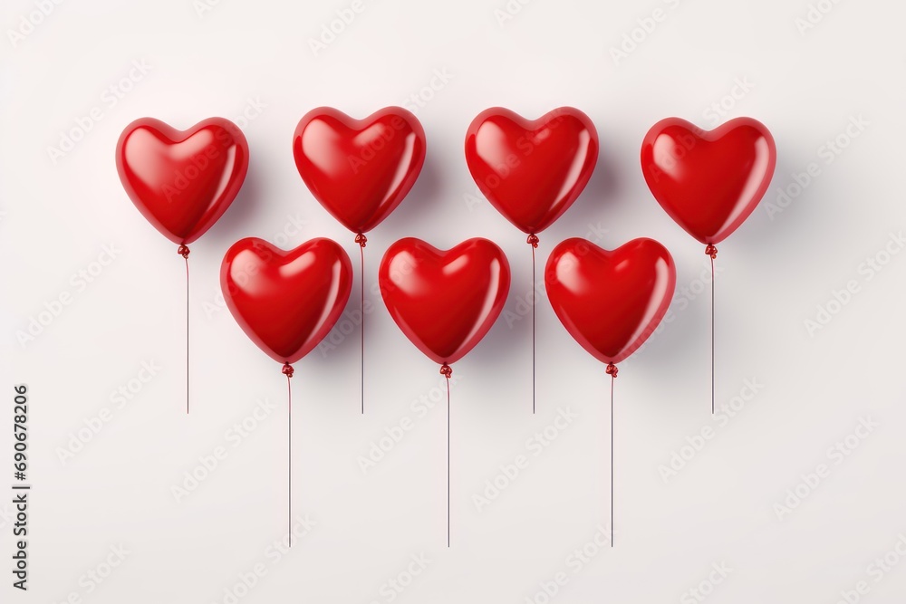 Heart-shaped balloons isolated on white background 