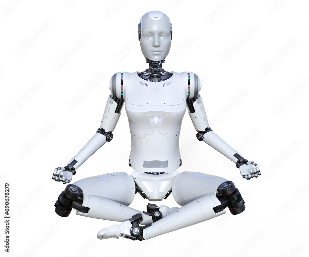 Intelligenza artificiale robot computer umanoide donna su fondo trasparente Intelligenza artificiale robot computer umanoide donna su fondo trasparente
