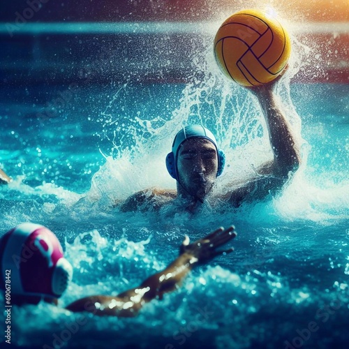 player in professional water polo game match photo