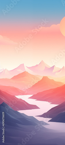 Mountain range  low poly smooth light colors