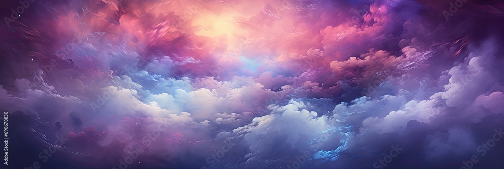 kosmiczne powietrze, rozbłyski słońca w kolorowych chmurach czystego eteru - obrazy, fototapety, plakaty 