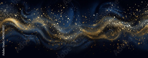 background of abstract glitter lights. blue, gold and black.