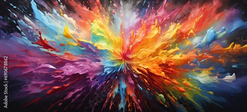 multikolorowa tapeta z rozbłyśniętym pyłem z kolorowych farb kolorów