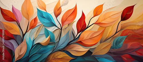 Panel kuchenny z motywem tapeta tłu kolorowe liście, wiosenne, jesienne,  pulpit, 