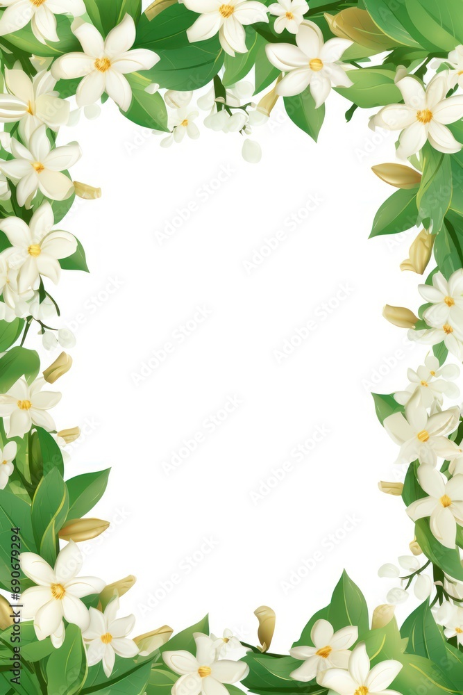 Jasmine Jungle Frame isolated on white background