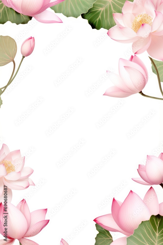 Lotus Blossom Frame isolated on white background 