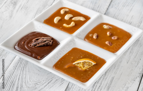 Assortment of caramel with differents kinds of caramel